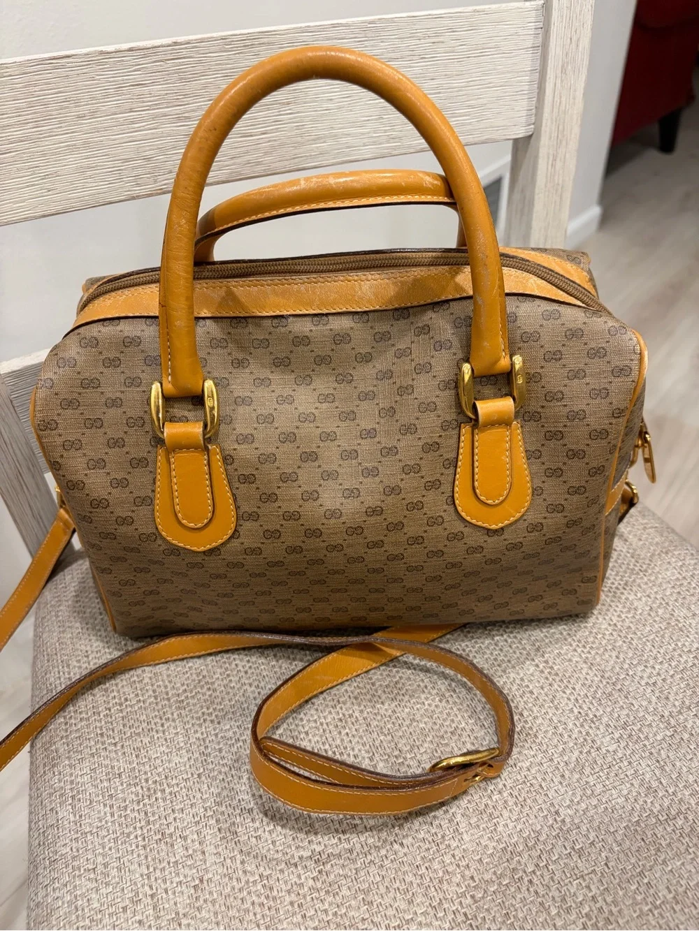 Gucci Tan vintage Micro GG Boston Satchel